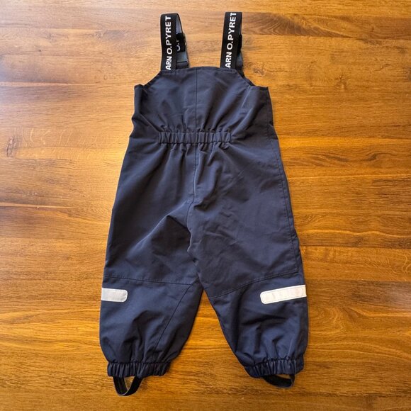 POLARN O. PYRET Waterproof Bib Overalls Baby 9-12 Mos 80 Blue Shell Rain Pants - Picture 2 of 8